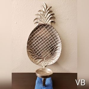 Sterling Silver Plated Metal Pineapple Sconce.